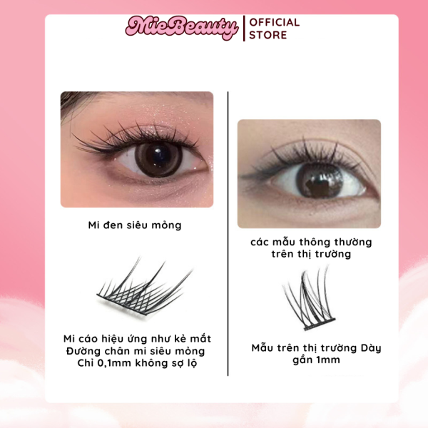 Mã #E0 Mi Giả 10 Hàng MieBeauty, mi sợi mảnh, chống nước, mi cụm, có thể tái sử dụng, mua 4 tặng 2 - Hình ảnh 3