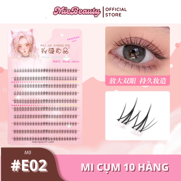 Mã #E0 Mi Giả 10 Hàng MieBeauty, mi sợi mảnh, chống nước, mi cụm, có thể tái sử dụng, mua 4 tặng 2 - Hình ảnh 5