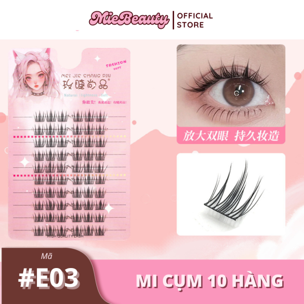 Mã #E0 Mi Giả 10 Hàng MieBeauty, mi sợi mảnh, chống nước, mi cụm, có thể tái sử dụng, mua 4 tặng 2 - Hình ảnh 6
