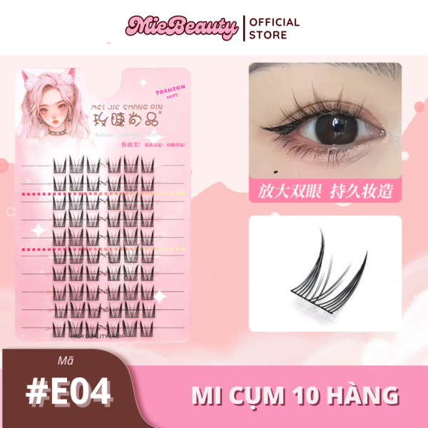 Mã #E0 Mi Giả 10 Hàng MieBeauty, mi sợi mảnh, chống nước, mi cụm, có thể tái sử dụng, mua 4 tặng 2 - Hình ảnh 7