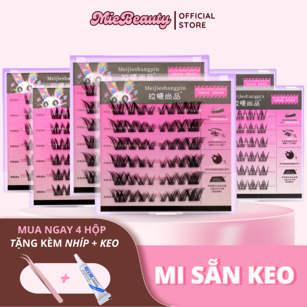Mã A00 Mi Giả Sẵn Keo MieBeauty, mi sợi mảnh, chống nước, mi cụm, có thể tái sử dụng