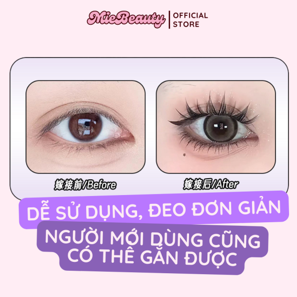 Mã A00 Mi Giả Sẵn Keo MieBeauty, mi sợi mảnh, chống nước, mi cụm, có thể tái sử dụng - Hình ảnh 3