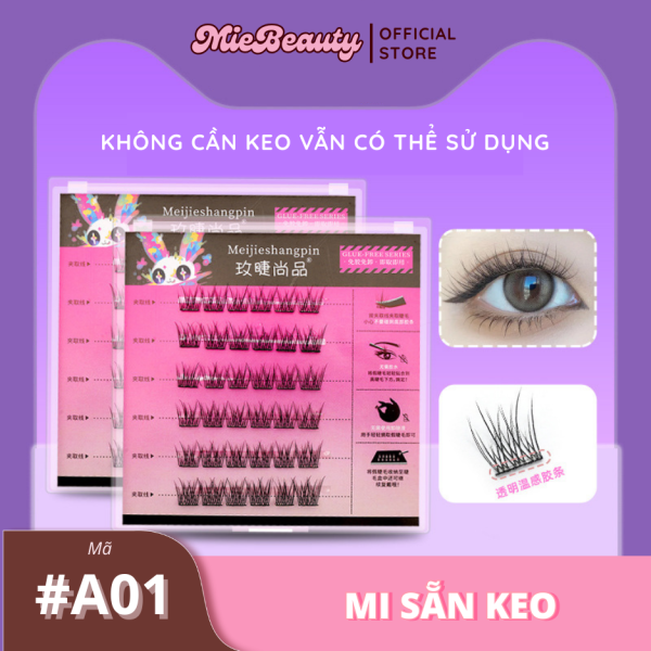 Mã A00 Mi Giả Sẵn Keo MieBeauty, mi sợi mảnh, chống nước, mi cụm, có thể tái sử dụng - Hình ảnh 4