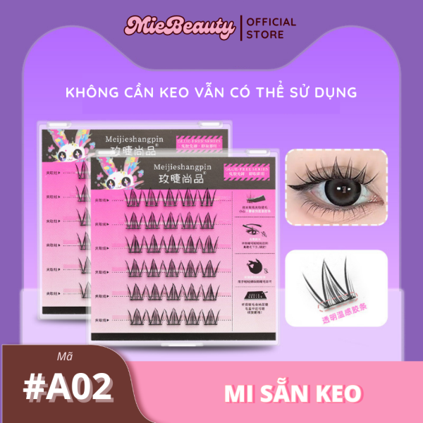 Mã A00 Mi Giả Sẵn Keo MieBeauty, mi sợi mảnh, chống nước, mi cụm, có thể tái sử dụng - Hình ảnh 5