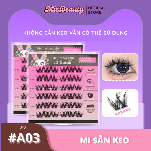 Mã A00 Mi Giả Sẵn Keo MieBeauty, mi sợi mảnh, chống nước, mi cụm, có thể tái sử dụng - Hình ảnh 6