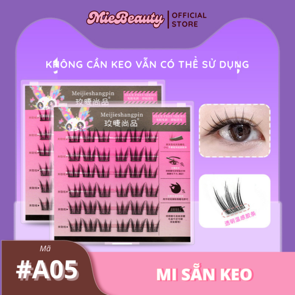 Mã A00 Mi Giả Sẵn Keo MieBeauty, mi sợi mảnh, chống nước, mi cụm, có thể tái sử dụng - Hình ảnh 8