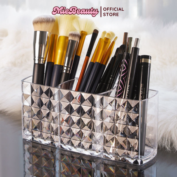 Hộp đựng cọ trang điểm trong suốt MieBeauty 3 ngăn cứng cáp - Hình ảnh 3