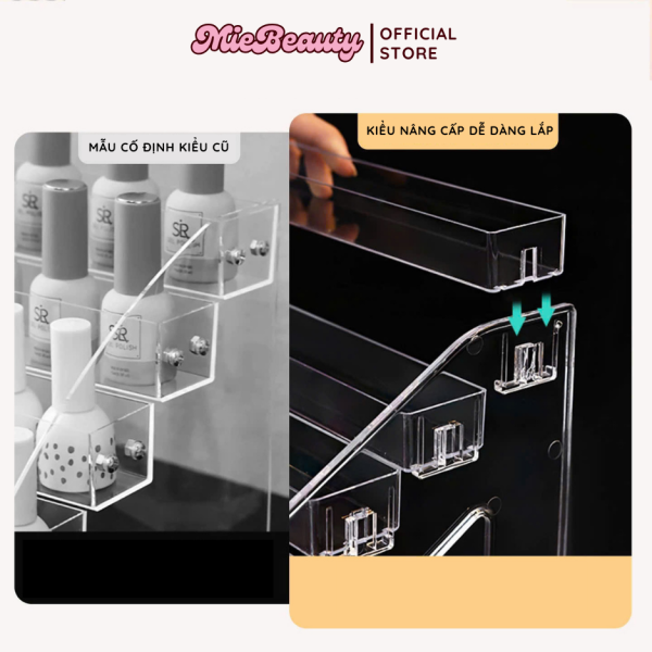 Kệ đựng mỹ phẩm, bản mắt MieBeauty đựng son dễ lắp đặt 4-5 tầng - Hình ảnh 2