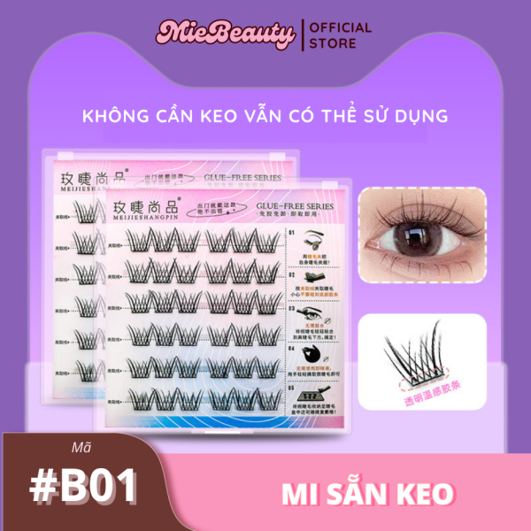 Mã #BCD0 Mi Giả Sẵn Keo MieBeauty, mi sợi mảnh, chống nước, mi cụm, có thể tái sử dụng - Hình ảnh 2