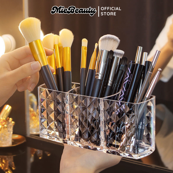 Hộp đựng cọ trang điểm trong suốt MieBeauty 3 ngăn cứng cáp - Hình ảnh 2
