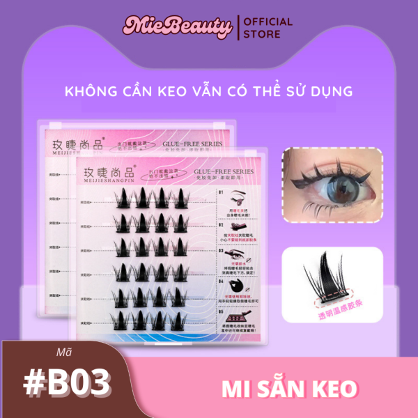 Mã #BCD0 Mi Giả Sẵn Keo MieBeauty, mi sợi mảnh, chống nước, mi cụm, có thể tái sử dụng - Hình ảnh 4