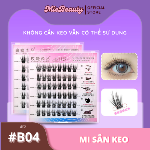 Mã #BCD0 Mi Giả Sẵn Keo MieBeauty, mi sợi mảnh, chống nước, mi cụm, có thể tái sử dụng - Hình ảnh 5
