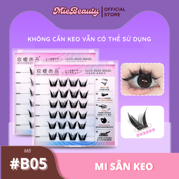 Mã #BCD0 Mi Giả Sẵn Keo MieBeauty, mi sợi mảnh, chống nước, mi cụm, có thể tái sử dụng - Hình ảnh 6