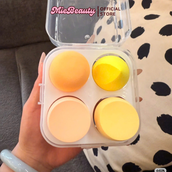 Set 4 bông mút trứng trang điểm MieBeauty mút hình quả trứng có hộp - Hình ảnh 6