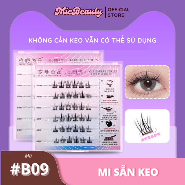 Mã #BCD0 Mi Giả Sẵn Keo MieBeauty, mi sợi mảnh, chống nước, mi cụm, có thể tái sử dụng - Hình ảnh 10