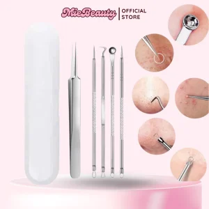 Set 5 Cây Nặn Mụn MieBeauty Inox Không Gỉ – Có Hộp Đựng Tiện Lợi